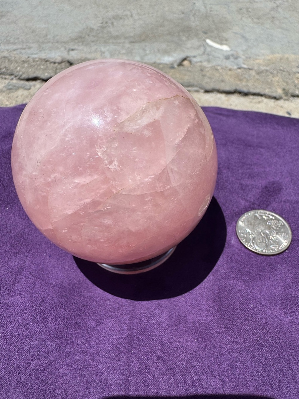 Large Rose Quartz Decorative Sphere - Pink Crystal Home Accent